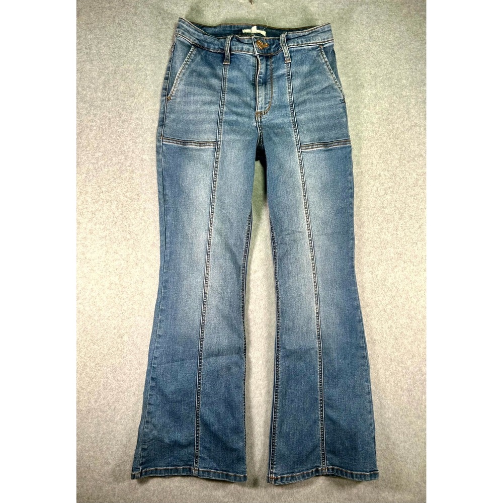 STS Blue Flared Jeans Womens 25 Blue Denim Stretch Jaclyn High Rise Seamed Front